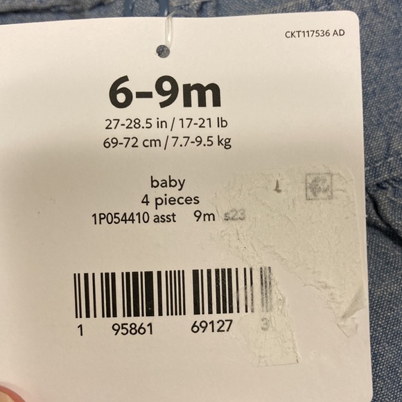 NWT Carters 9 month denim look chambray set, butterfly set - Picture 4 of 8